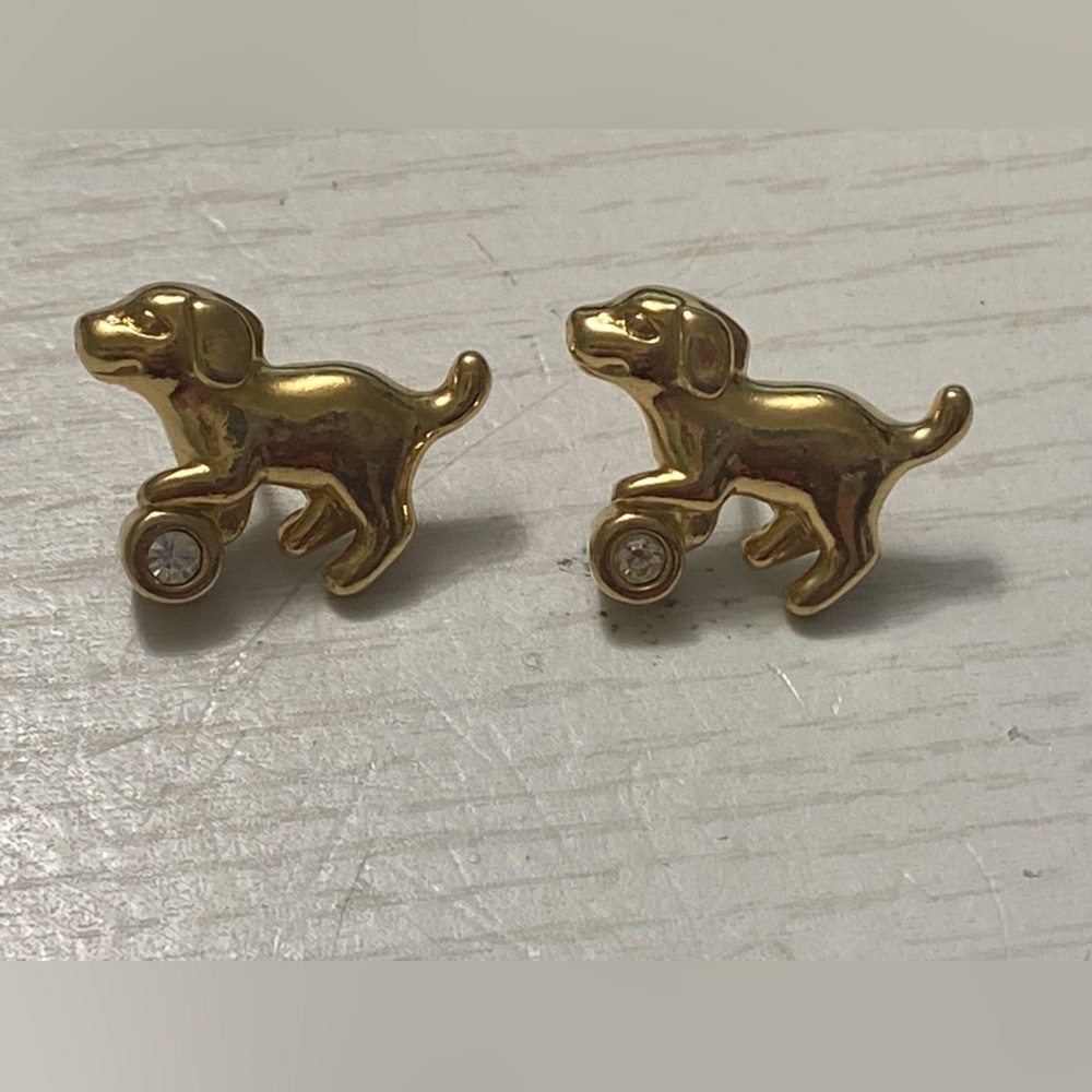 Gold dog earring